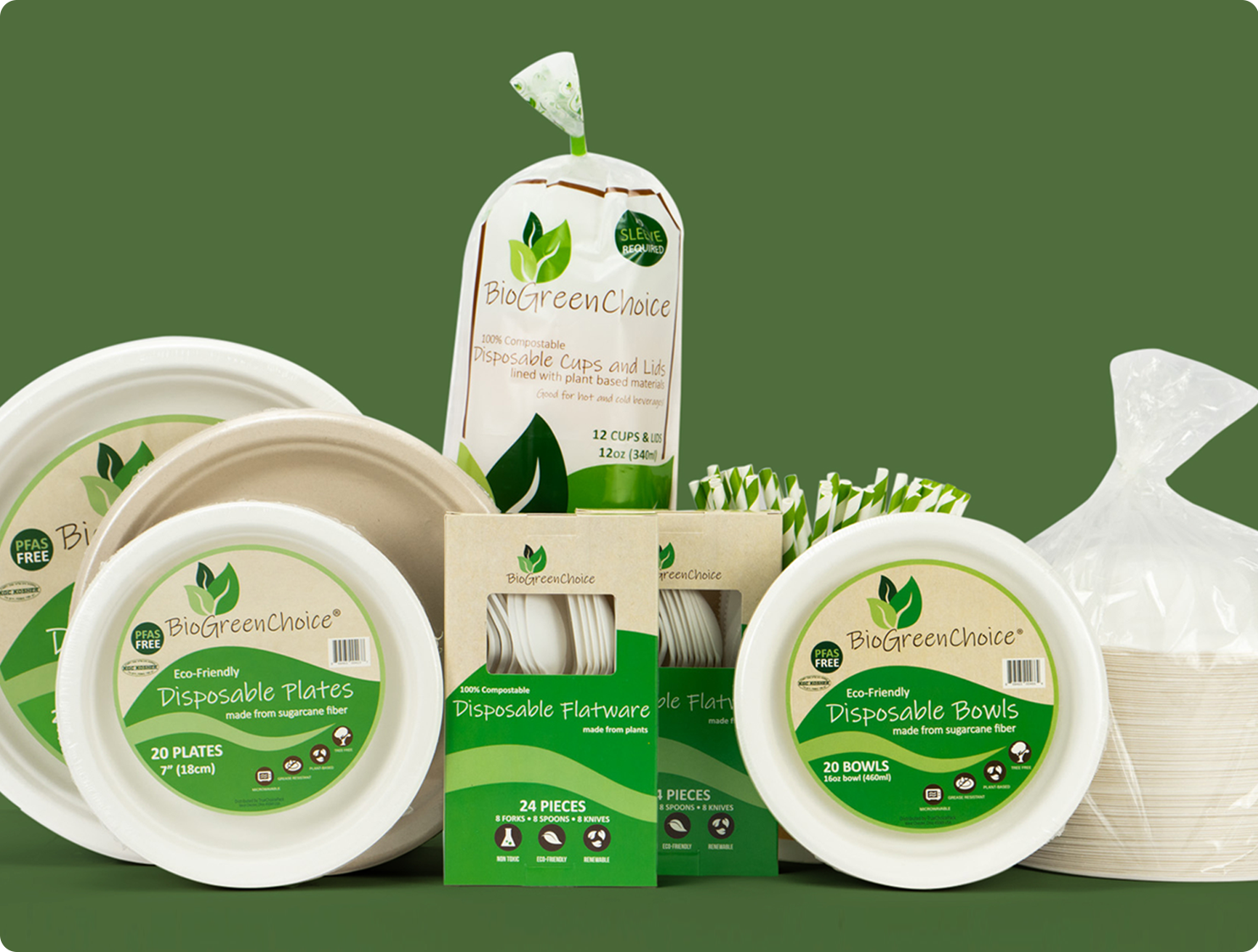 home new 9 BioGreenChoice sustainable foodservice products